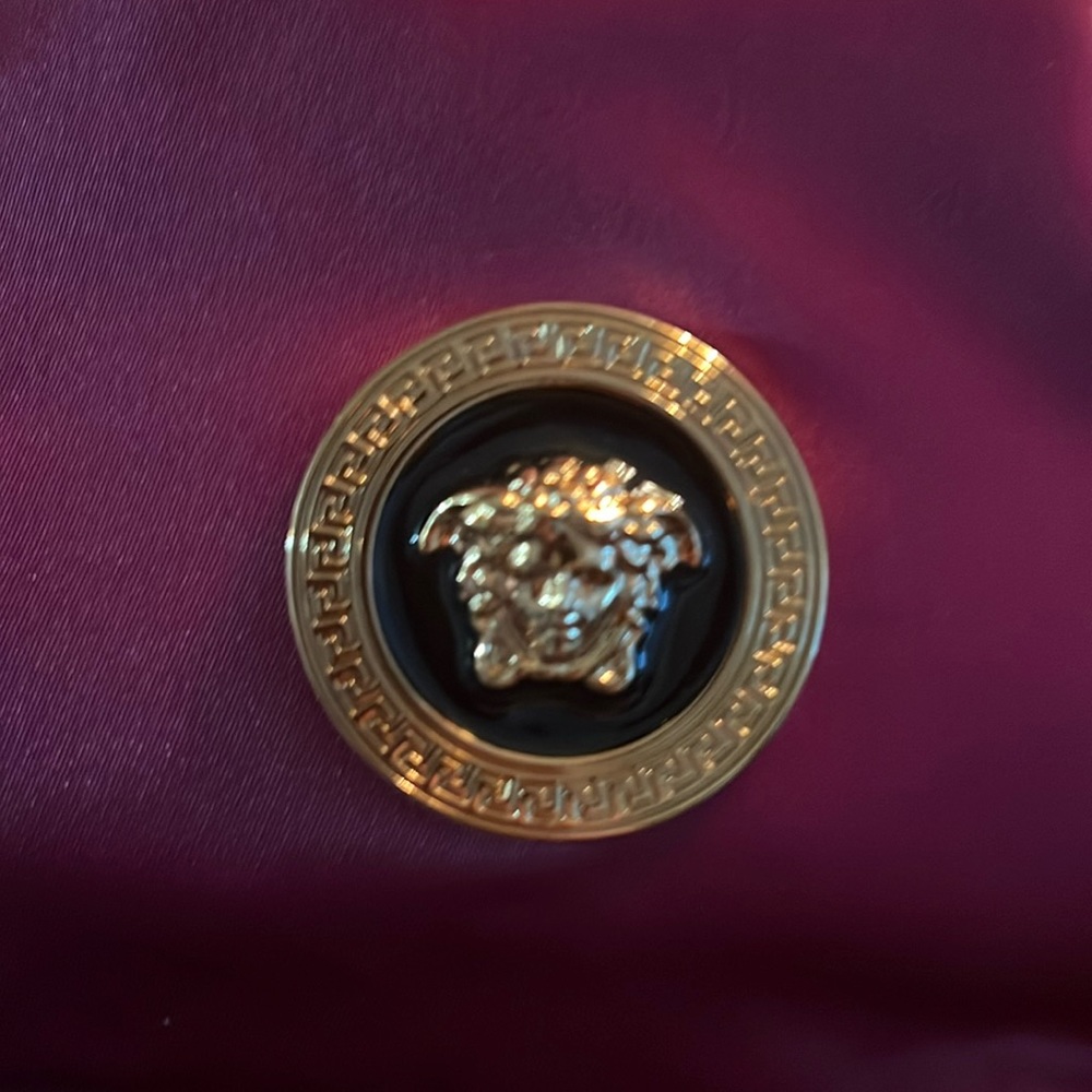 VERSACE Medusa Palazzo Nylon Bucket Bag Plum - Picture 9 of 15